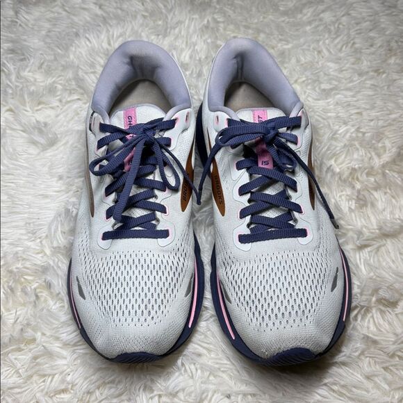 Brooks Ghost Running Shoes - White and Pink - Picture 2 of 7